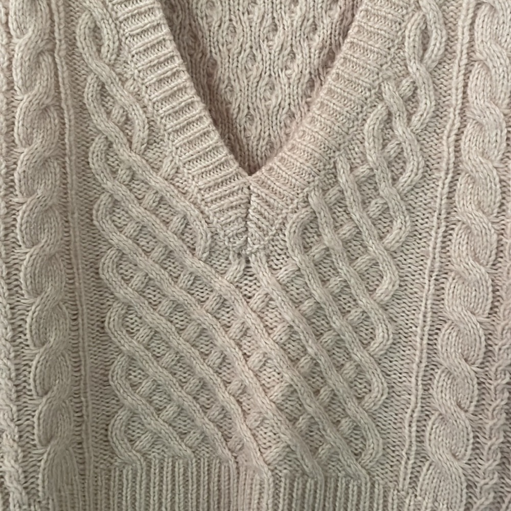 rag & bone wool blend cable knit beige vest, size M - Picture 3 of 7